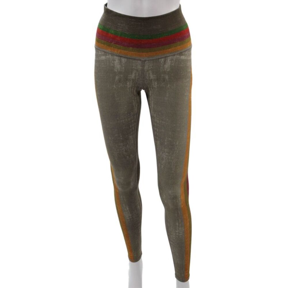 Niyama Sol Womens Ankle Leggings Brown Striped Recycled Poly Size S
